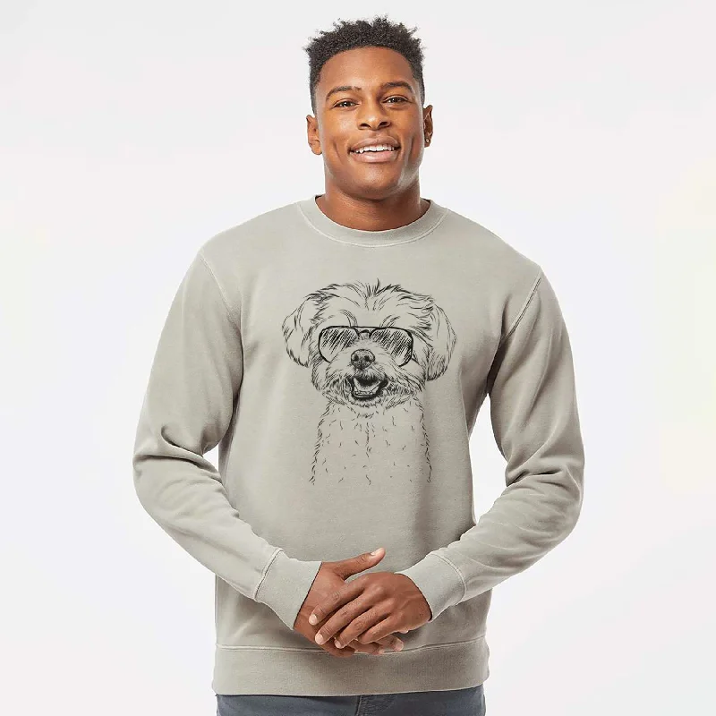 Aviator Aspen the Morkie - Unisex Pigment Dyed Crew Sweatshirt