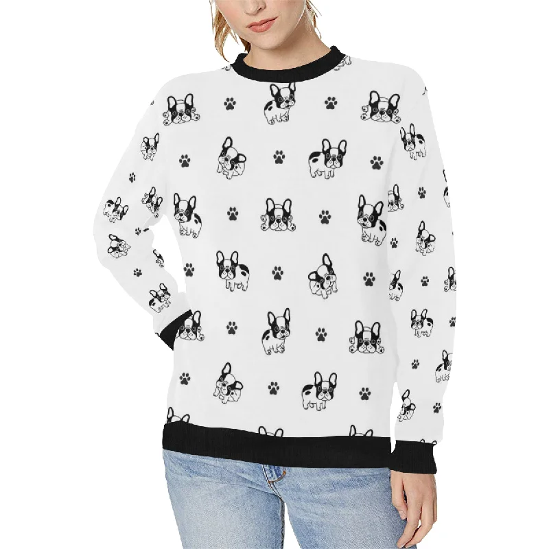 Cute french bulldog paw pattern Women's Crew Neck Sweatshirt