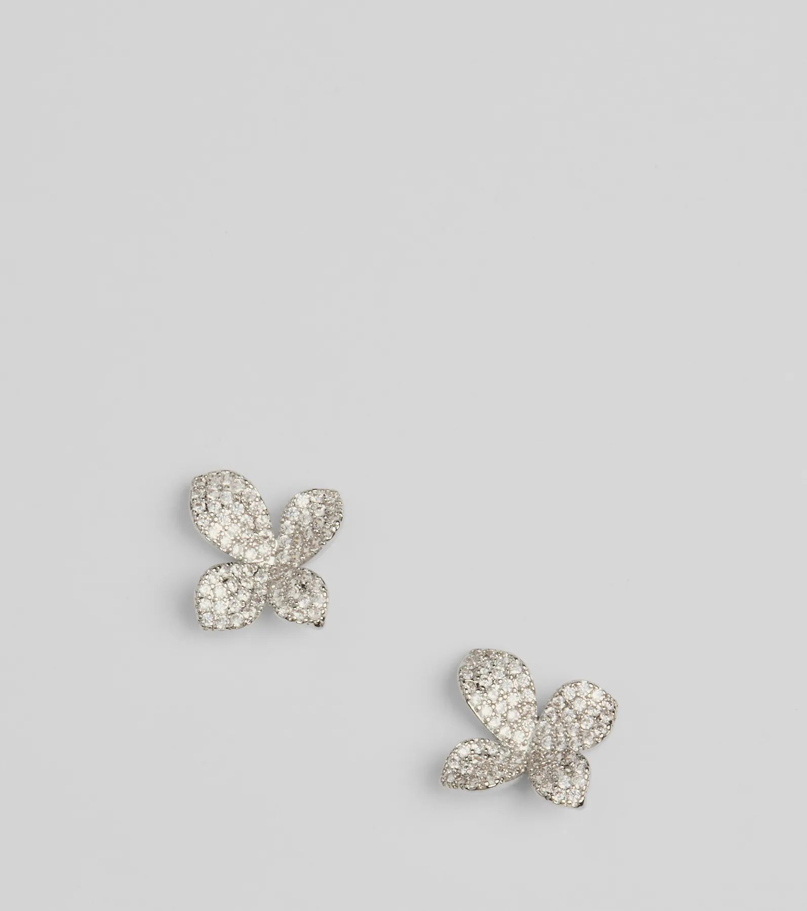 Flourishing Flower Rhinestone Stud Earrings