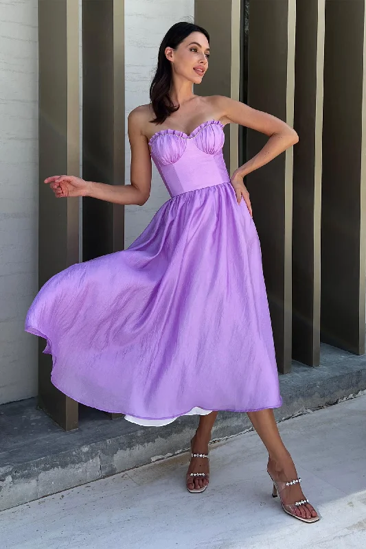 Fantastic Offers Draped Bodice Pleated Midi Dress