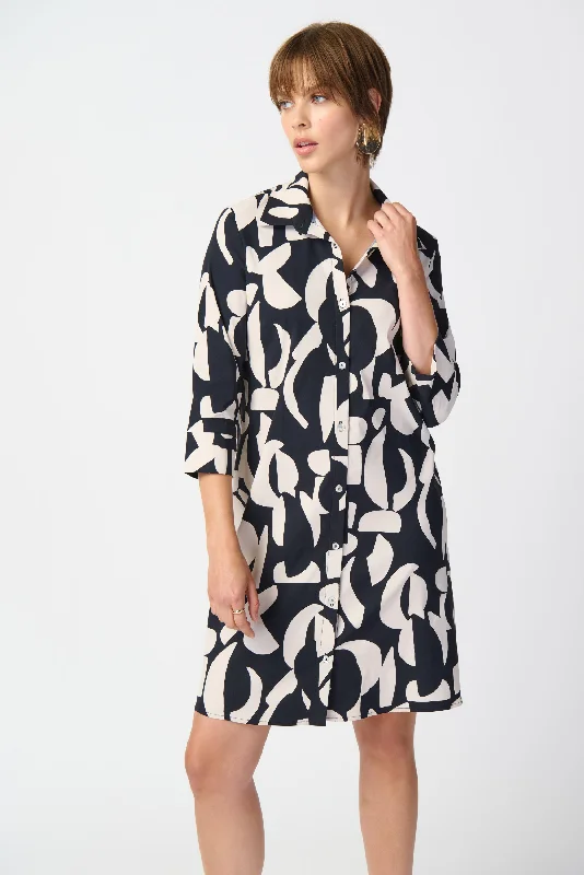 Joseph Ribkoff Abstract Print Stretch Poplin Trapeze Dress