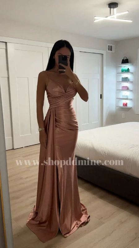 SOFT SATIN FIT & FLARE GOWN