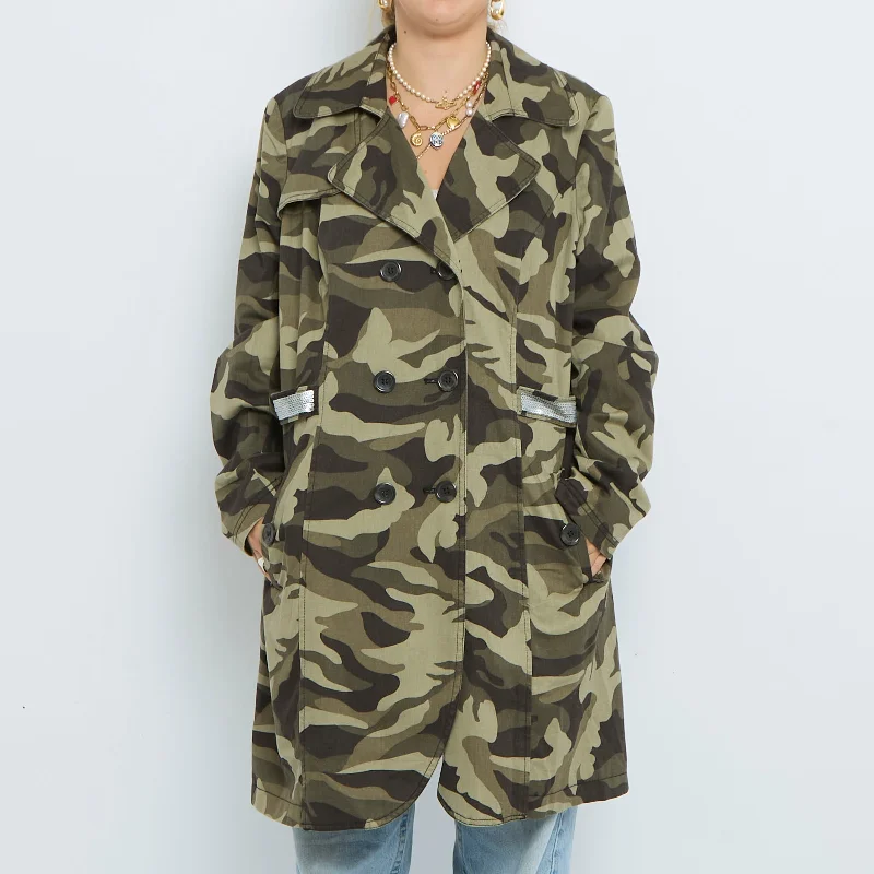 Camo Trench Coat with Belt  - XL