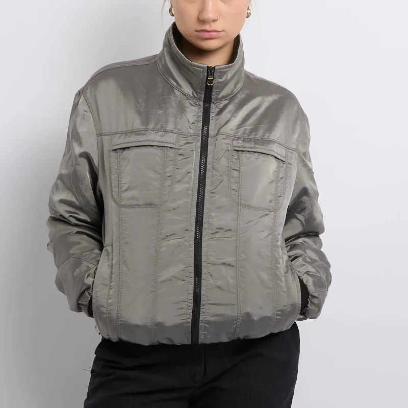 Metallic Polo Neck Bomber Jacket- UK 12