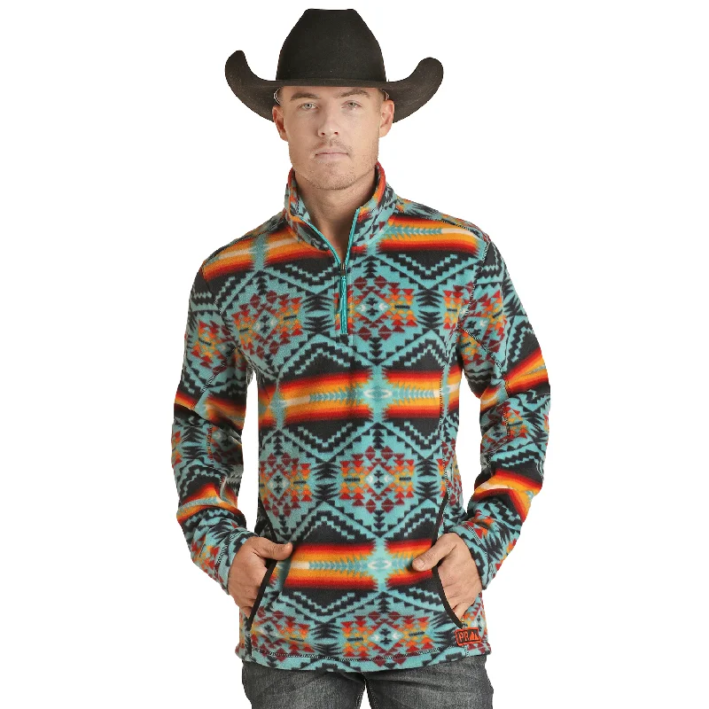 Powder River® Men's Aztec Teal Fleece Pullover PRMO91RZXV-81