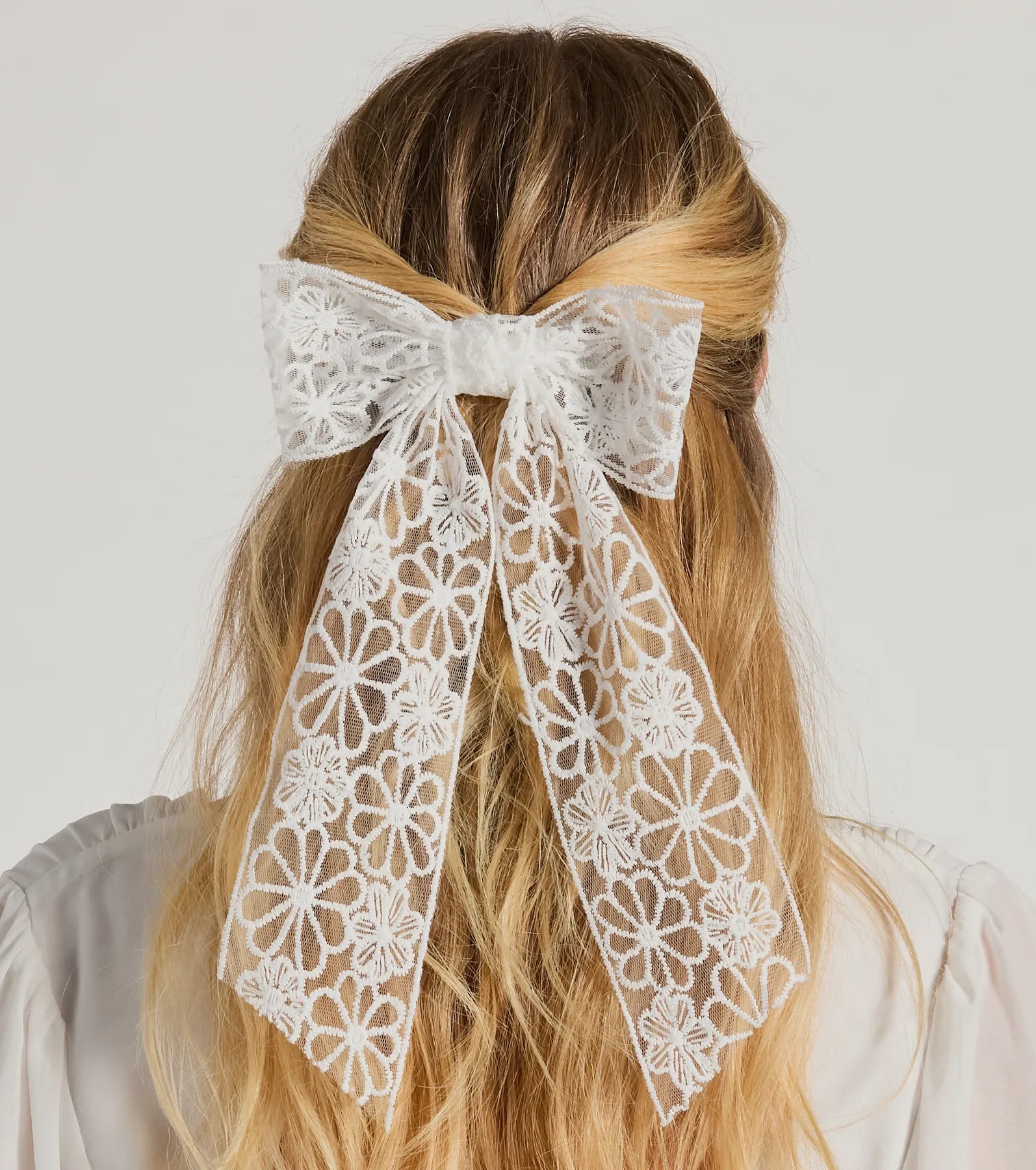 Sweet And Perfect Floral Lace Bow Hair Barrette