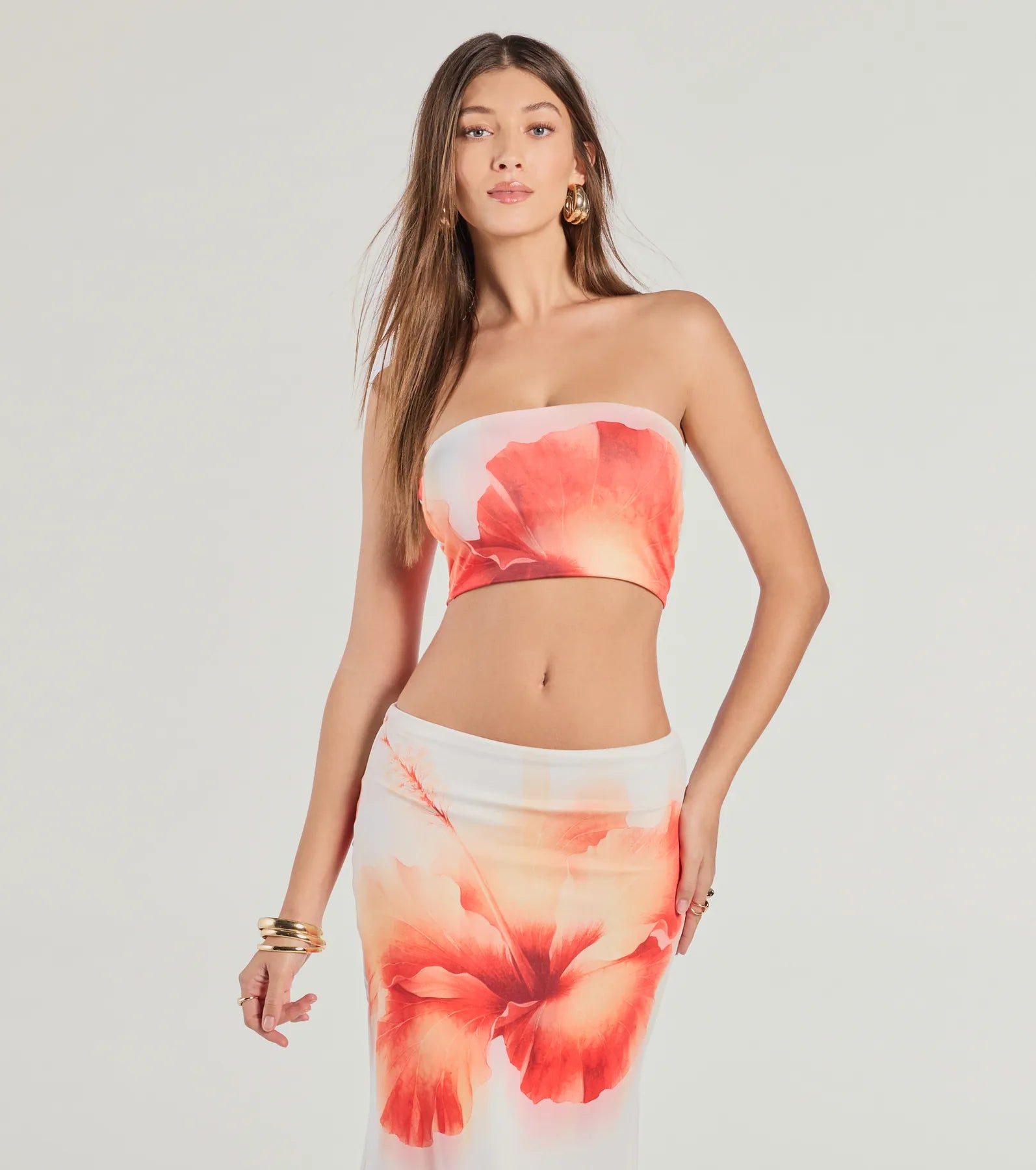 Outside The Lines Floral Print Crop Top