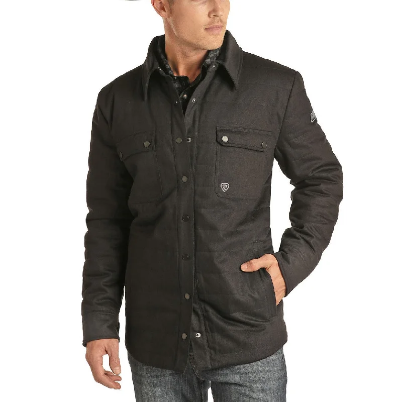 Rock & Roll Cowboy Men's Black Puffer Shirt Jacket 92-1129