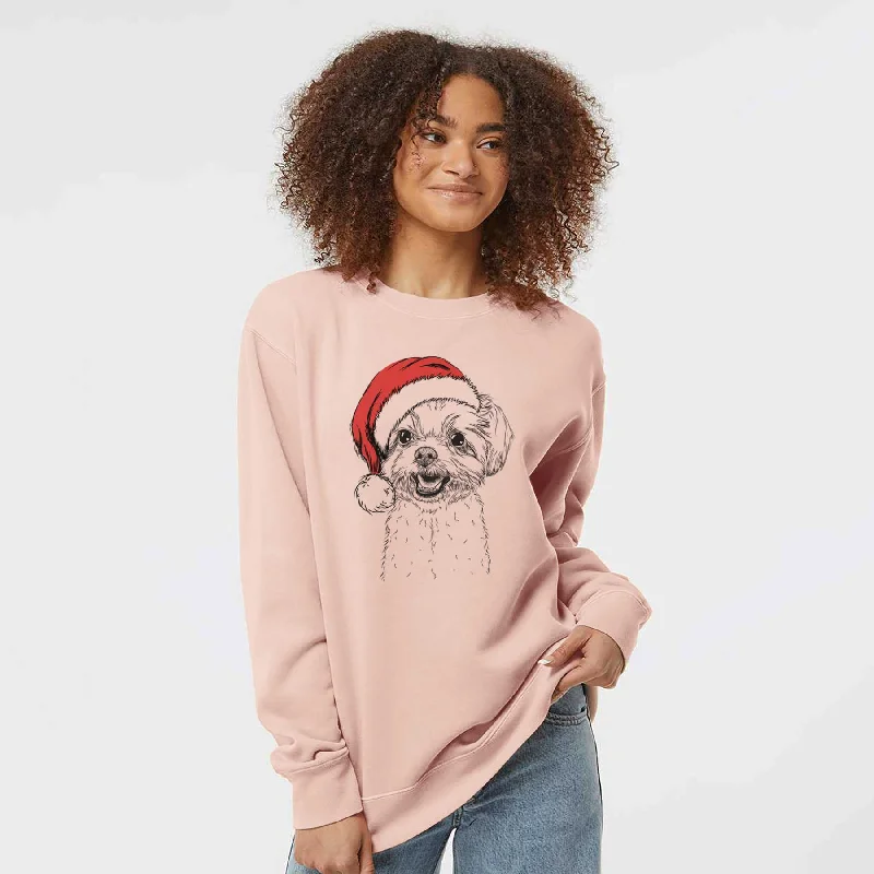 Santa Aspen the Morkie - Unisex Pigment Dyed Crew Sweatshirt