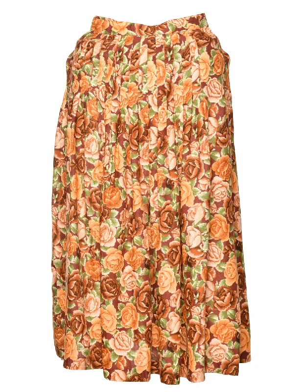 Floral Pleated Skirt - S