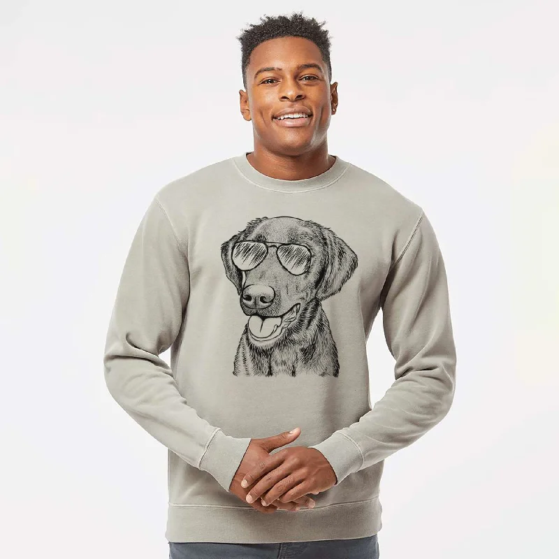 Aviator Onyx the Labrador Retriever - Unisex Pigment Dyed Crew Sweatshirt