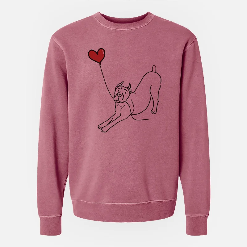 Cropped Cane Corso Heart String - Unisex Pigment Dyed Crew Sweatshirt