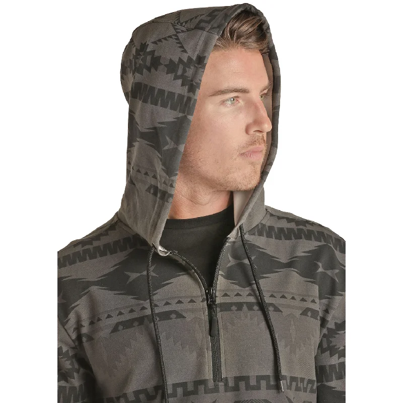 Powder River® Men's Aztec Black Knit Hooded Pullover PRMO91RZXN-01