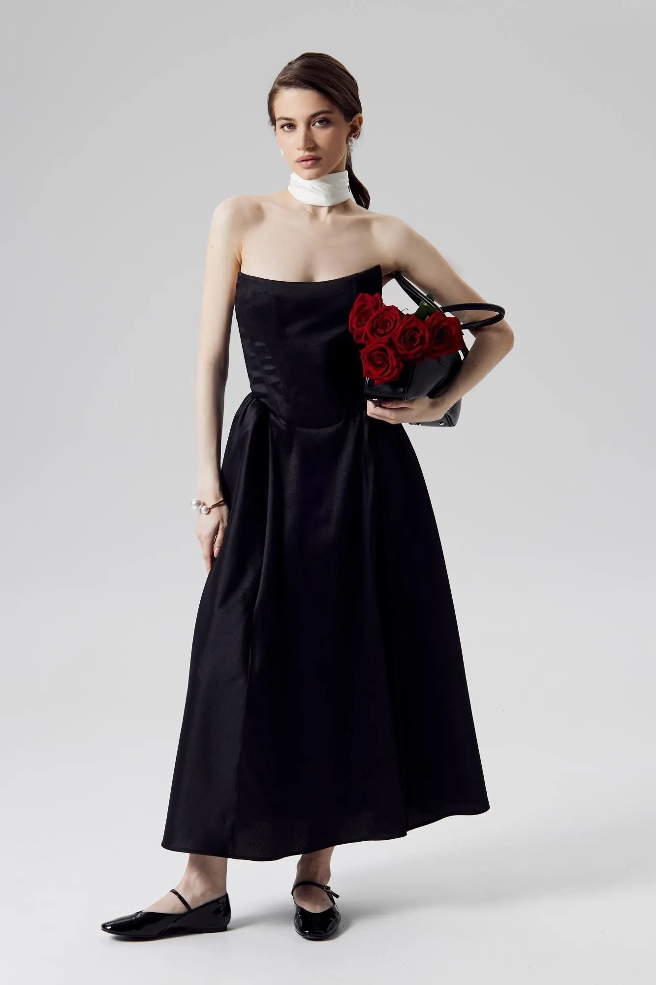 Stock Clearance Tuck Corset Top Midi Dress