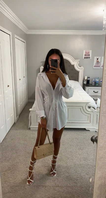 BOYFRIEND BUTTON UP MINI DRESS