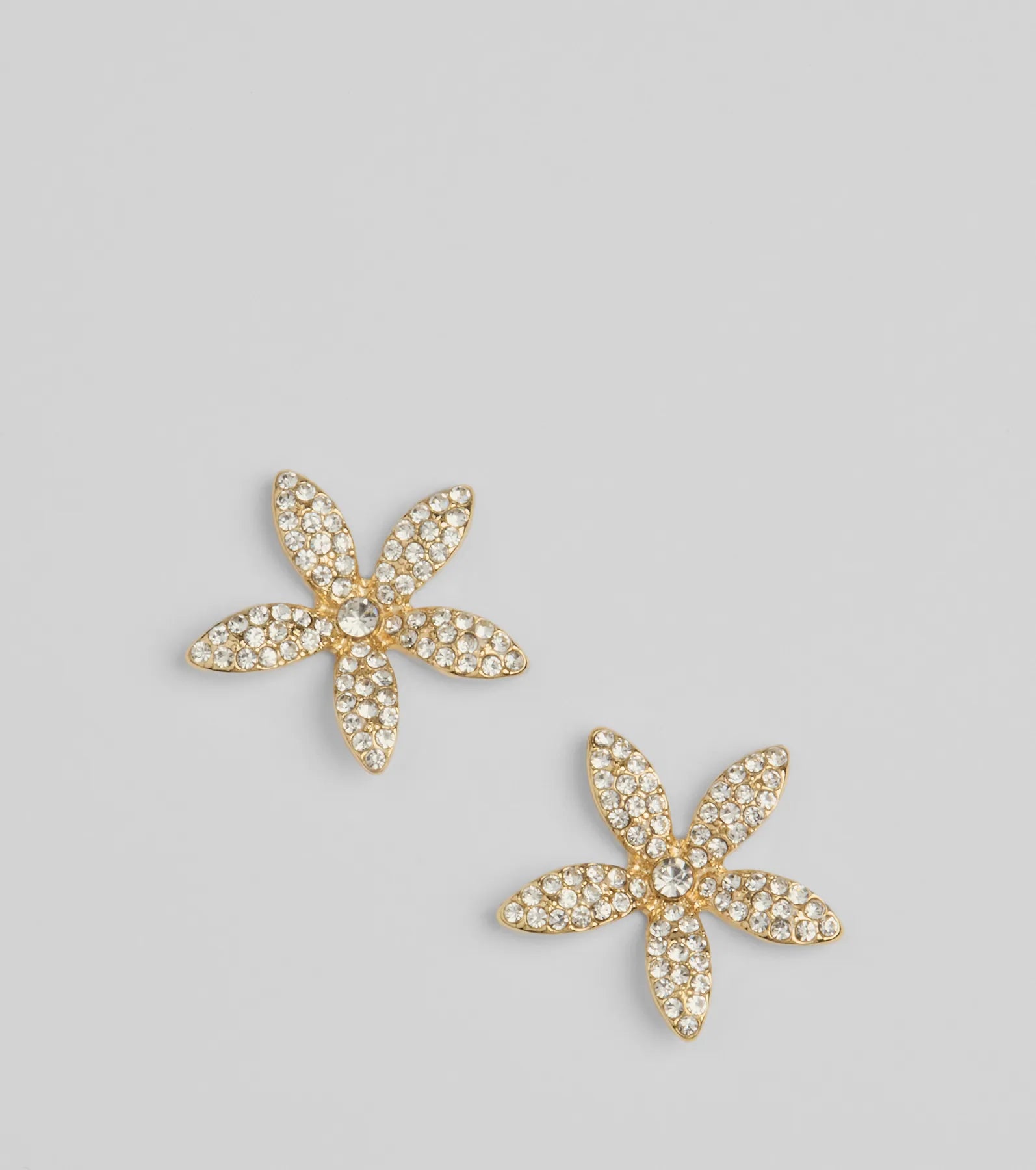 Tropical Glamour Rhinestone Flower Stud Earrings