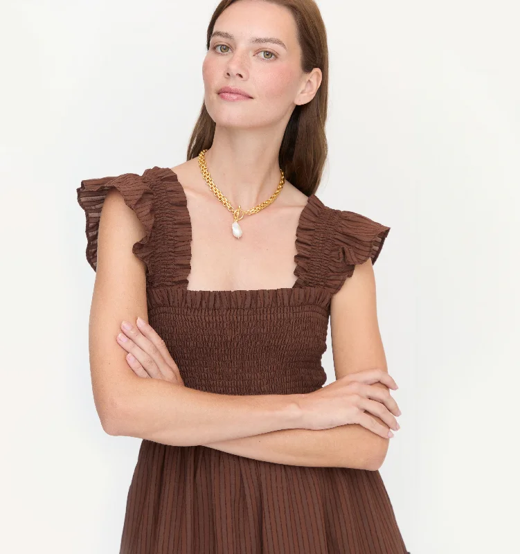 The Ellie Nap Dress - Chocolate Tonal Seersucker