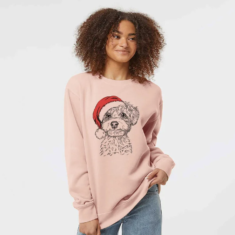 Santa Elliott the Yorkiepoo - Unisex Pigment Dyed Crew Sweatshirt