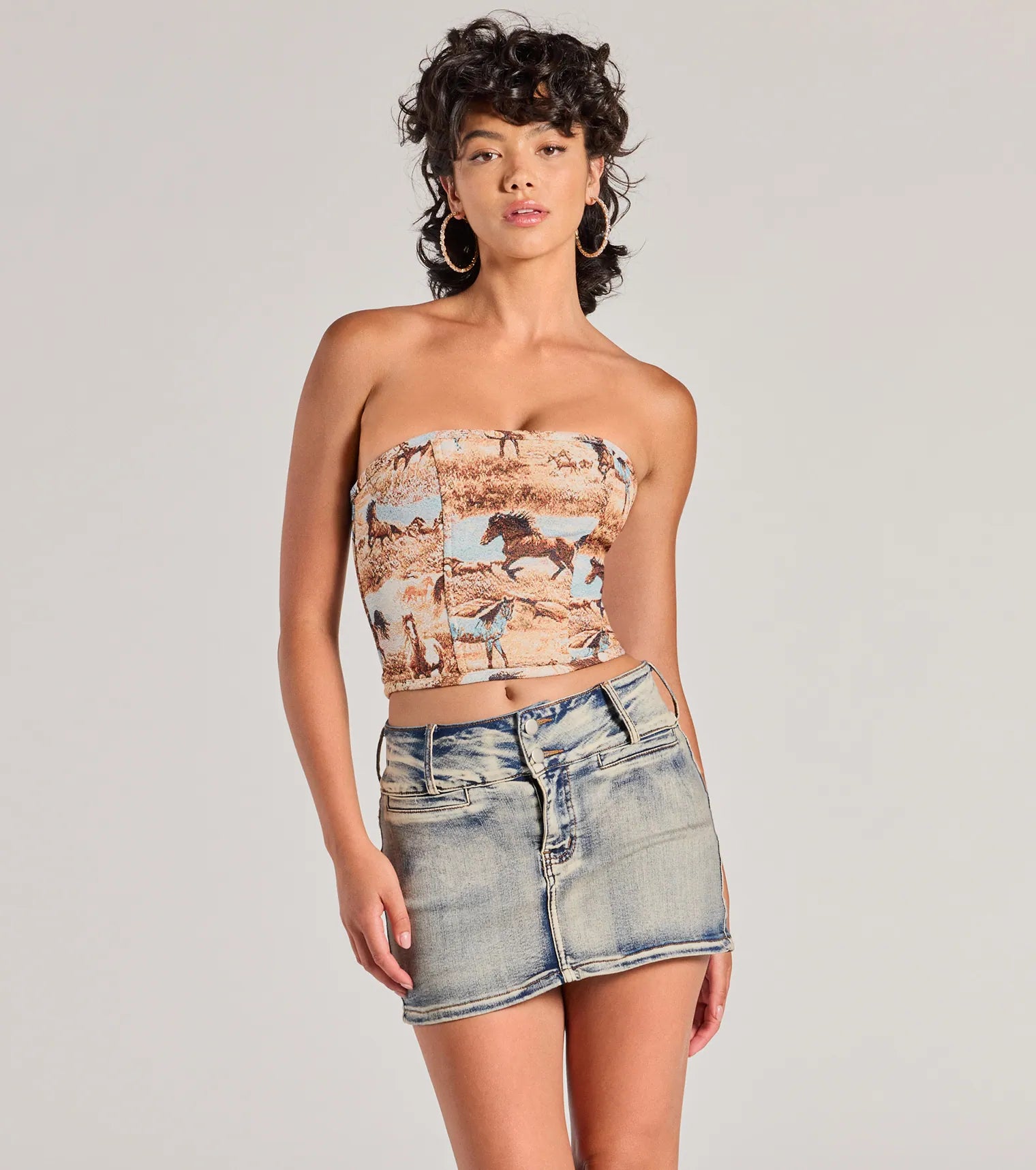 Western Chic Horse Tapestry Corset Top