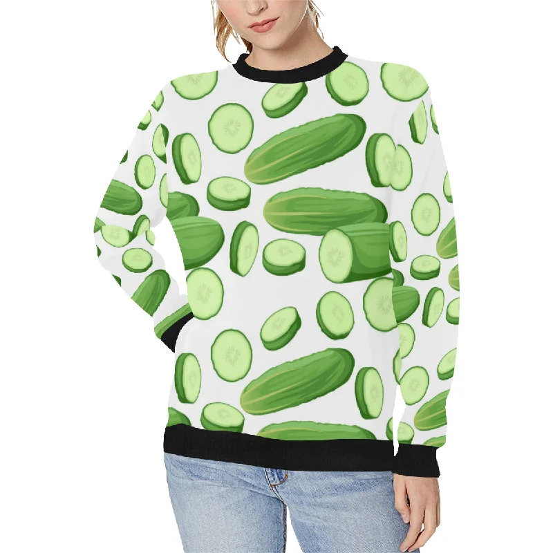 cucumber whole slices pattern Women's Crew Neck Sweatshirt