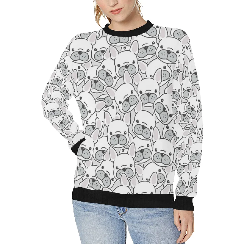 Cute french bulldog head pattern Women's Crew Neck Sweatshirt