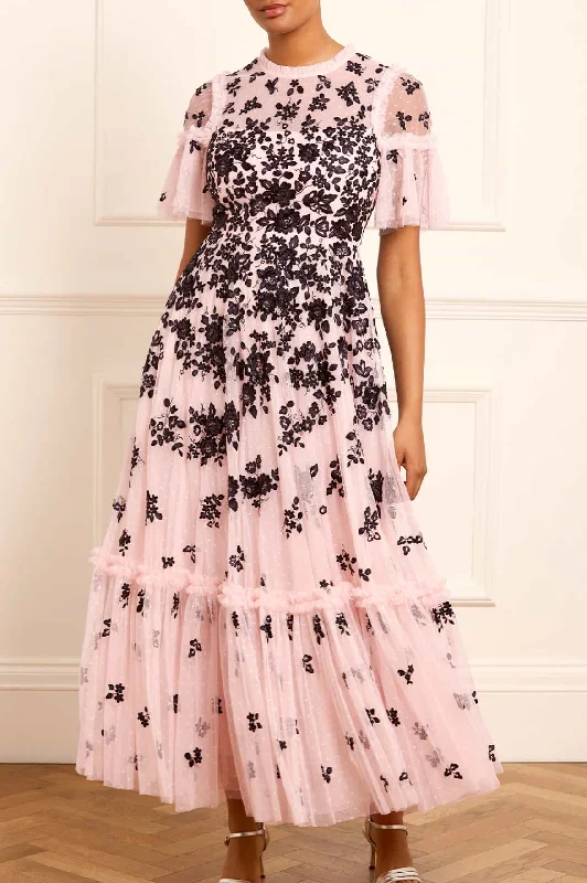 Massive Deals Fluttering Flowers Ankle Gown