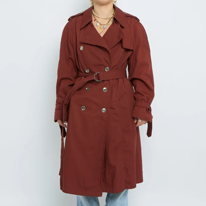 Checklined Buttoned Trench Coat - UK 16