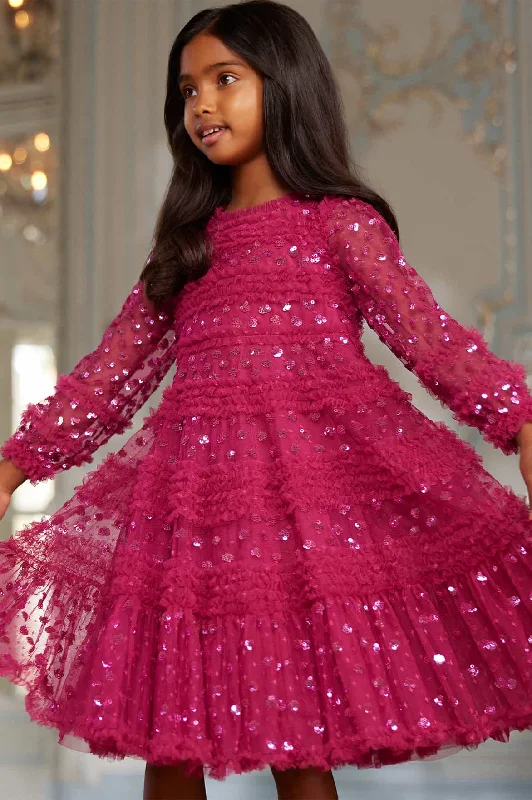Special Buy Dot Shimmer Long Sleeve Kids Dress