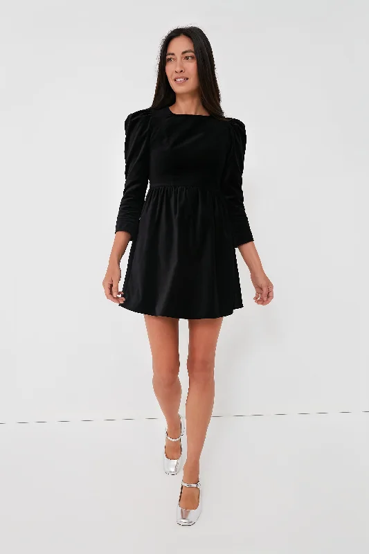 Black Velvet Square Neck Mini Prairie Dress