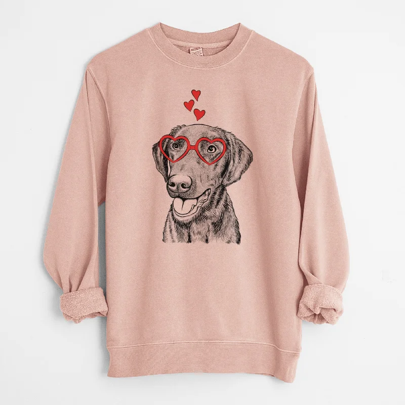 Valentine Onyx the Labrador Retriever - Unisex Pigment Dyed Crew Sweatshirt