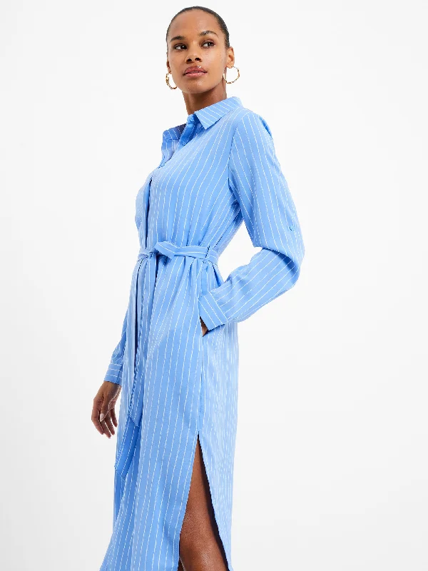 Instant Discount Pinstripe Button Through Shirt Dress