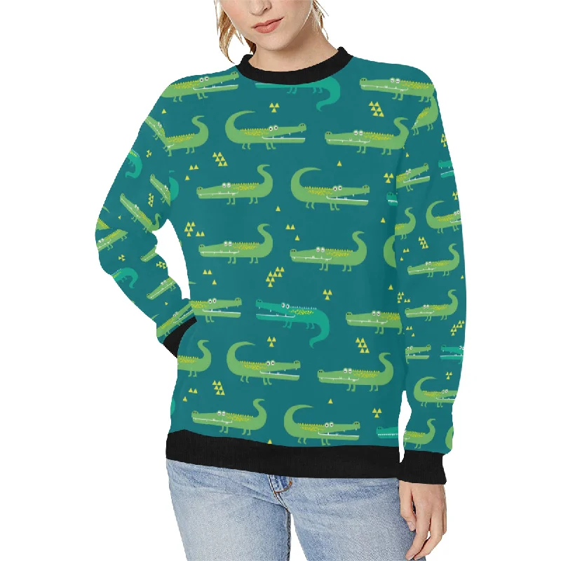 Crocodile pattern Women's Crew Neck Sweatshirt