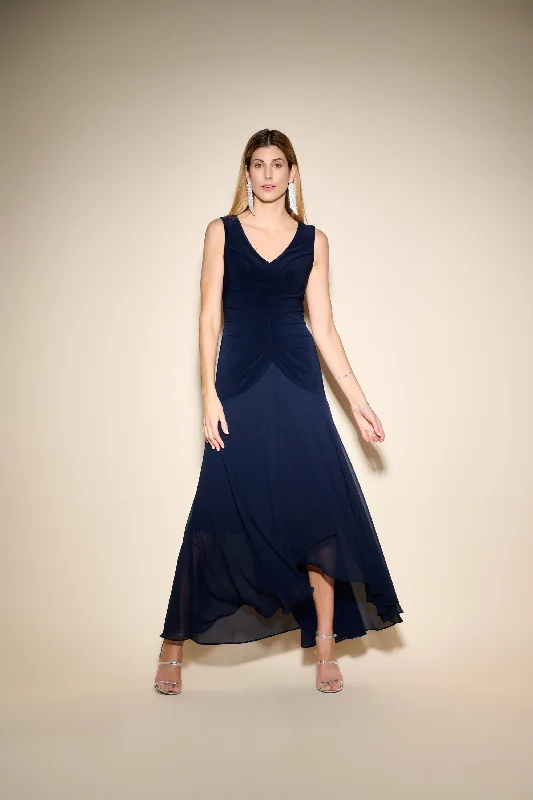 Joseph Ribkoff Pleated High-Low Maxi Dress