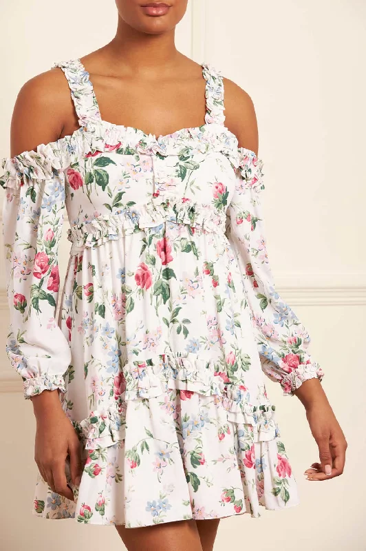 The Best Prices Floral Fantasy Crepe Off-Shoulder Micro Mini Dress